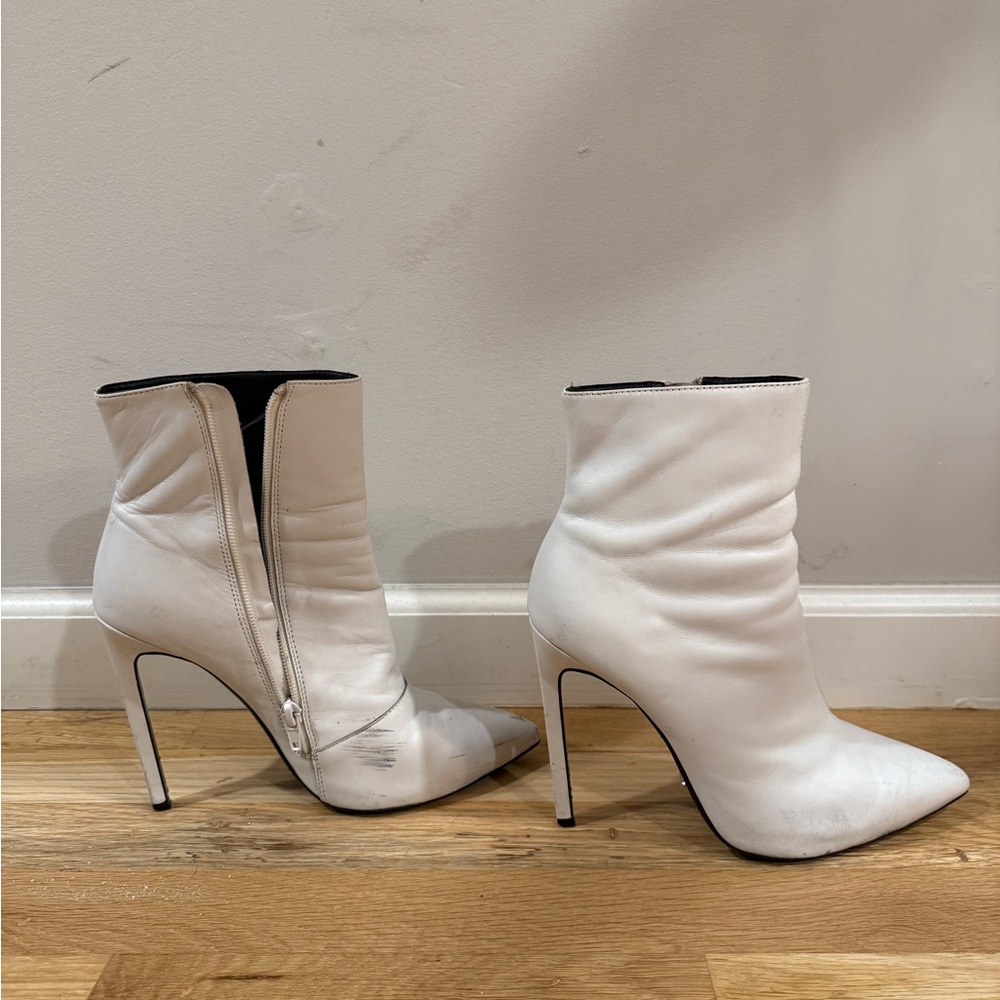 Elegant White Stiletto Ankle Boots
